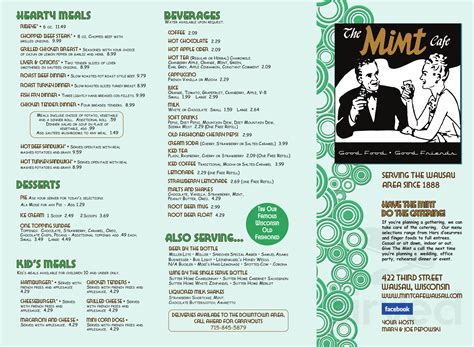 the mint cafe wausau menu.